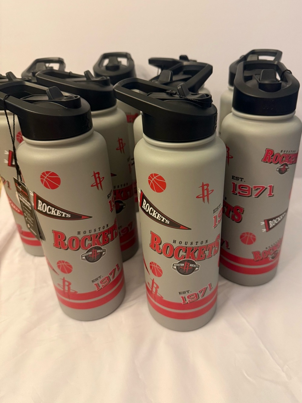 Houston Rockets Stainless Steel Water Bottle - Gray & Red 1971 Quantity of 10